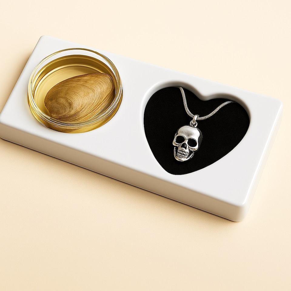 image 1 of Open-Your-Own Pearl Pendant Sugar Skull Necklace Gift