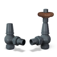Derry Traditional - Anthracite Thermostatic Radiator Valve & Lockshield Angled 15mm