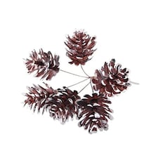 Natural with White Glitter Pinecone Bunch Artificial Plant Decoration