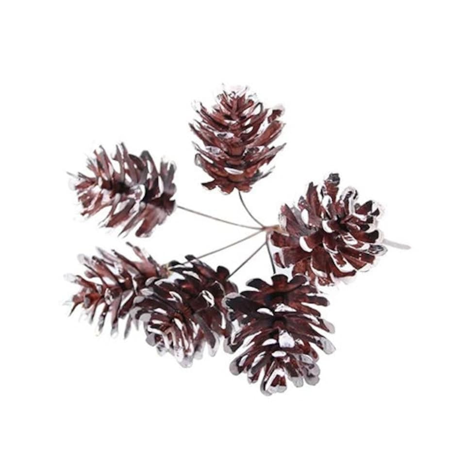 Natural with White Glitter Pinecone Bunch Artificial Plant Decoration