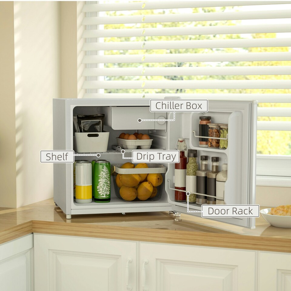 image 1 of HOMCOM 46L Counter Top Fridge Mini Fridge with Lock Chiller Box Cream White