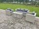 image 2 of Fimous Wicker Rattan Garden Furniture Sofa Sets Outdoor Patio Coffee Table With Stools light grey