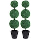 image 1 of Outsunny 2 PCS Artificial Boxwood Three Balls Tree Decorative  Plant Leaves