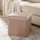 image 1 of OHS Matte Velvet Soft Foldable Cube Footstool Seat Storage Organiser Ottoman Cream | Natural