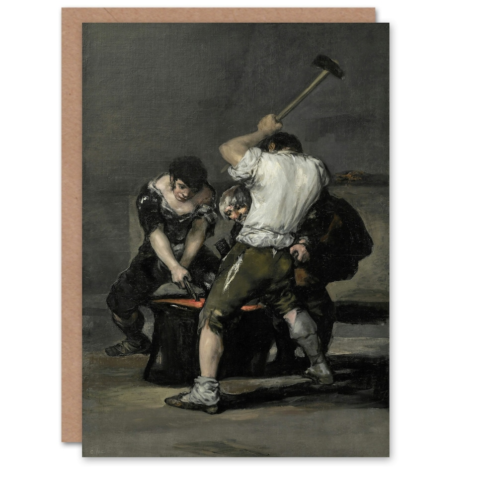 image 1 of Francisco Goya Art Card The Forge Blacksmiths Oil Painting