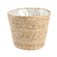 Natural Seagrass Lined Basket Planter - H20 x W23cm