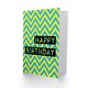 image 2 of Zig Zag Stripes Retro Blue Yellow Birthday Greeting Card