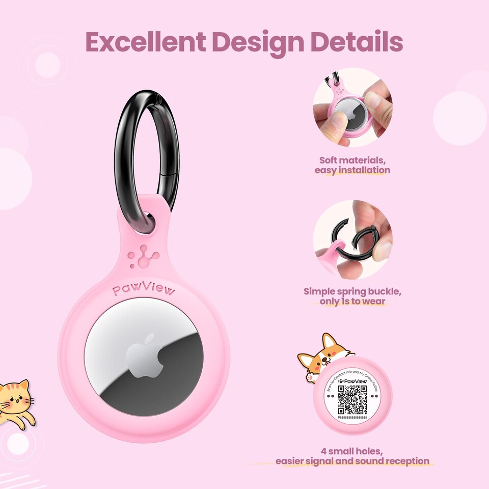 image 1 of AirTag Holder & Collar for Pets GPS Tag & App with Smart QR ID