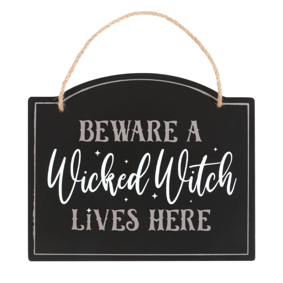 image 1 of Quirky Halloween Hanging Sign Beware A Wicked Witch Lives Here