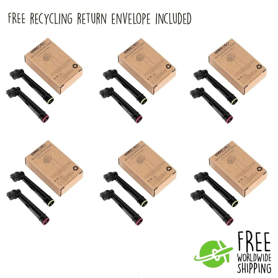 image 1 of 6 Recyclable Brush Heads-Oral-B/Braun* Compatible