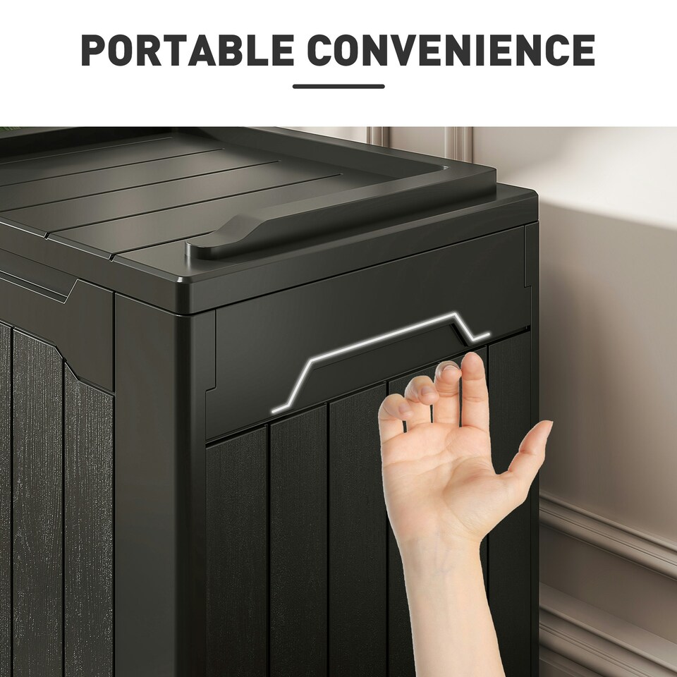 image 1 of HOMCOM 107 L Plastic Storage Chest with Lock Hole and Handles Charcoal Grey 