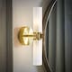 image 2 of ValueLights Canya Pair Gold 2 Way IP44 Frosted Glass Wall Lights & Bulbs | Gold