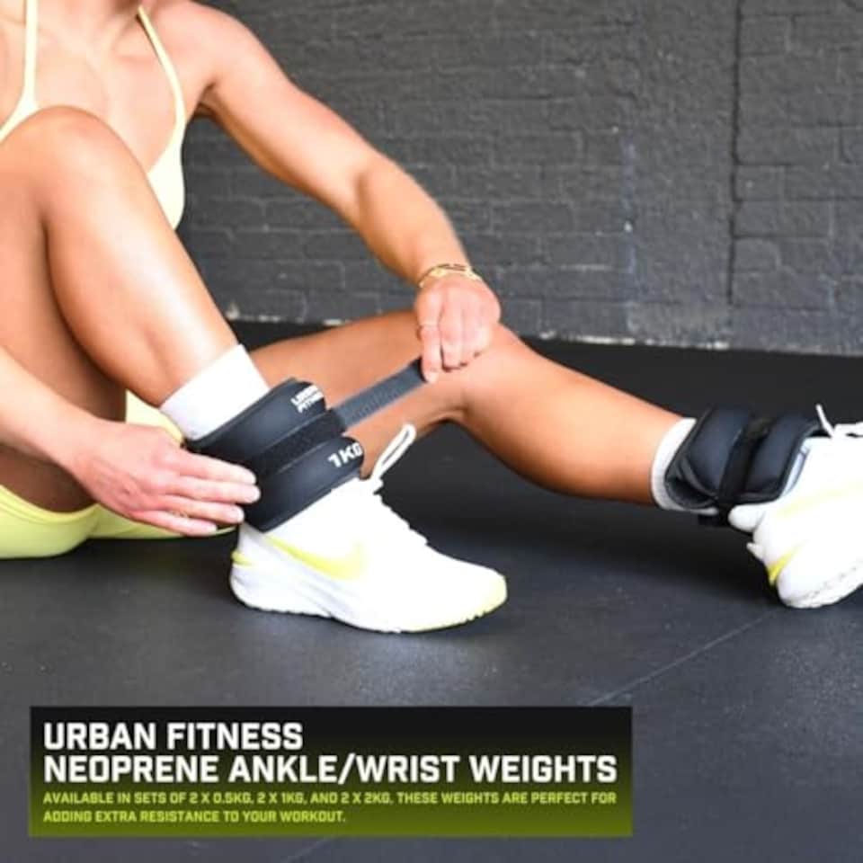 image 1 of Urban Fitness Neoprene Ankle Wrist Weights, Pair Of 2, Adjustable, Comfort Fit, Strength Training, Cardio, Rehabilitation, 2 X 0.5kg