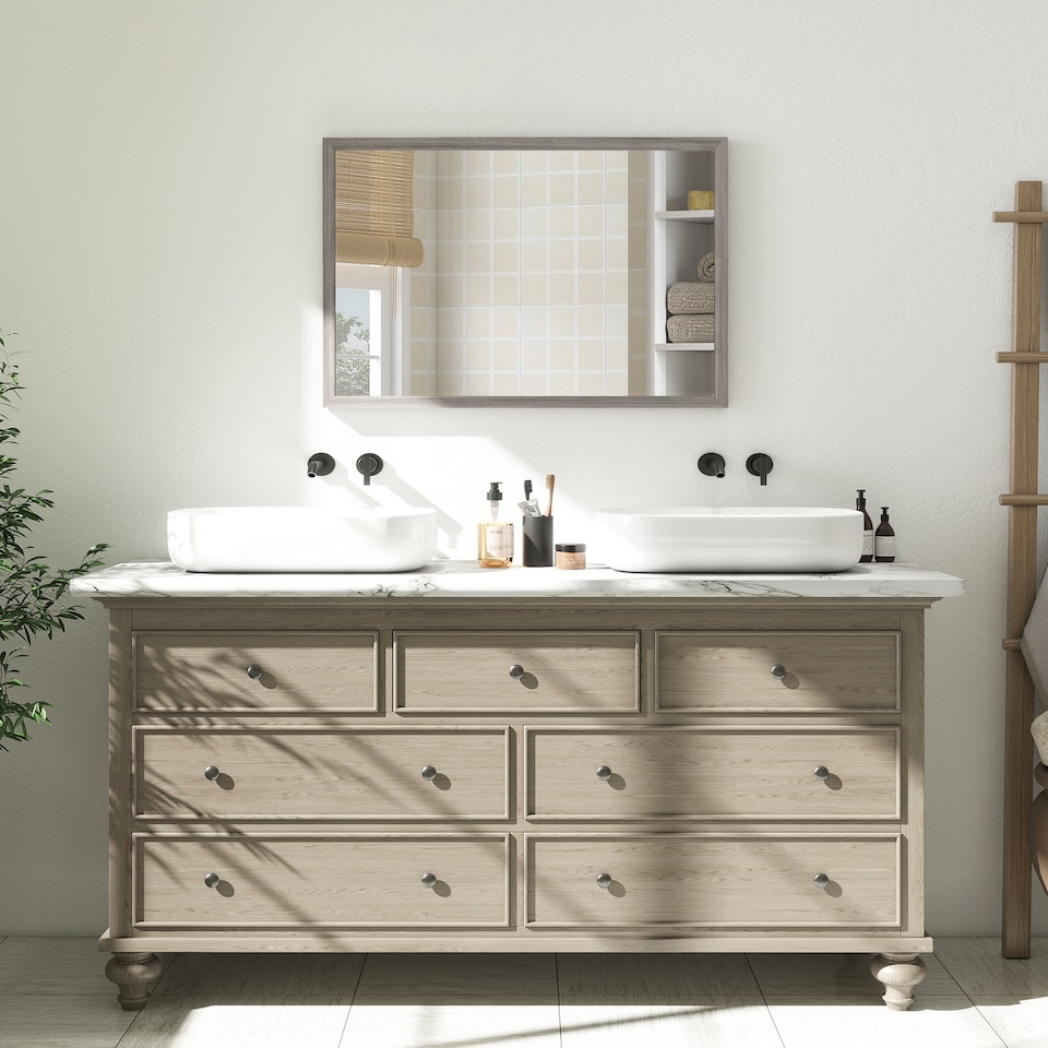 image 1 of HOMCOM 40 x 60 cm Wall Bathroom Mirror, Vanity Mirror, Grey