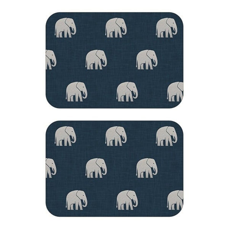 I-Style Luxe Elephant Set of 2 Velvet Backed Placemats
