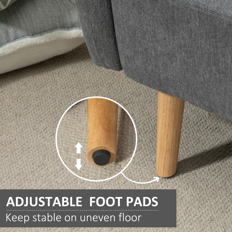 image 1 of HOMCOM 2 Seater Sofa, Modern Fabric Loveseat Sofa, Small Couch with 2 Pillows, Armrest and Wood Legs for Living Room, Bedroom, Home Office, Grey