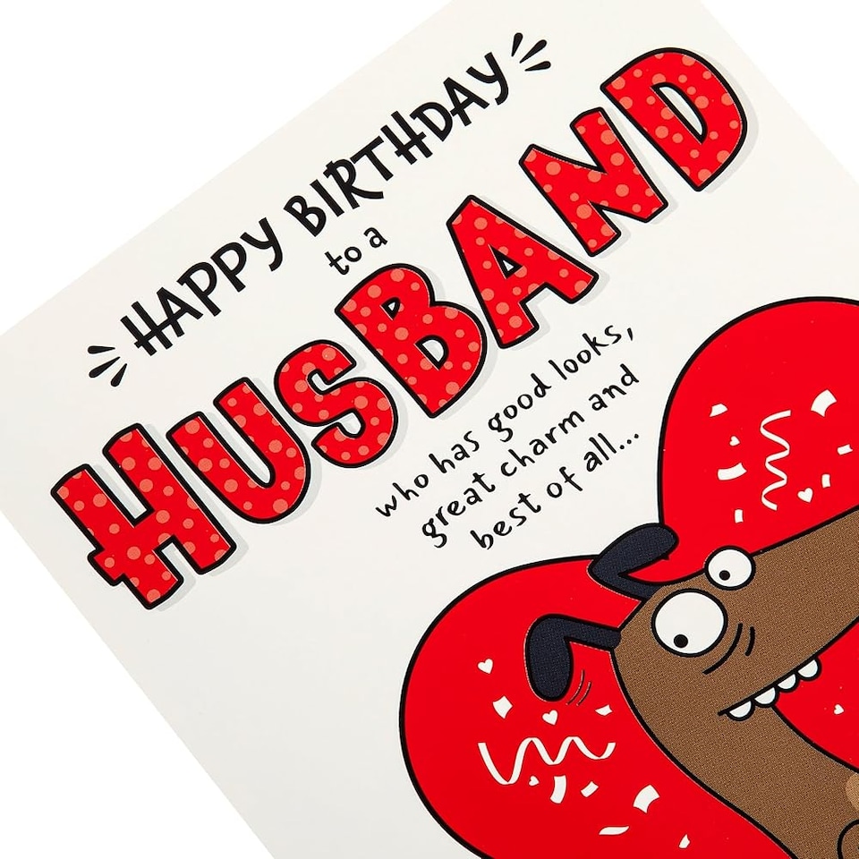 image 1 of Dog Illustration Pop Up Design Funny Husband Birthday Card