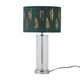 image 1 of Aura - Chrome Table Lamp with Green Fern Cut Out Silver Inner Shade Chrome | Green