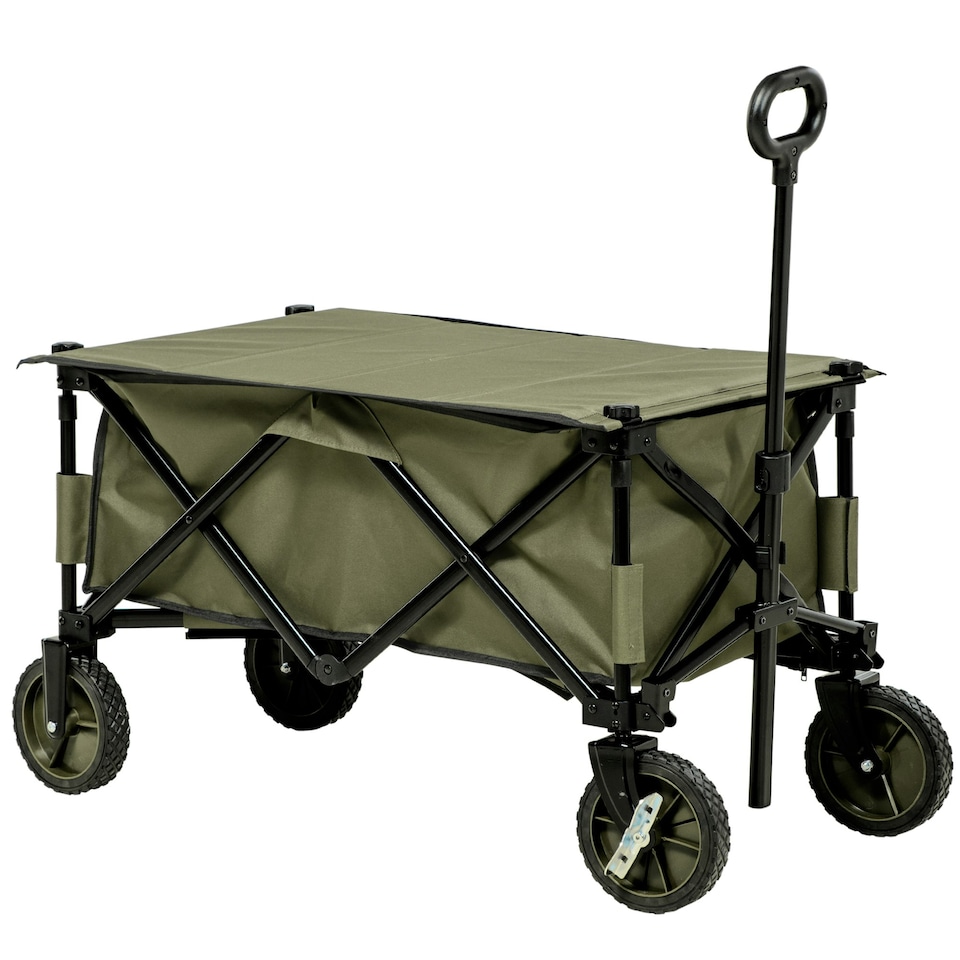 image 1 of Outsunny Folding Wagon Garden Cart Collapsible Camping Trolley for Outdoor