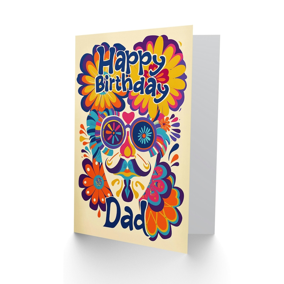 image 1 of Trippy Flower Power Sunglasses Colourful Father Dad Birthday Card