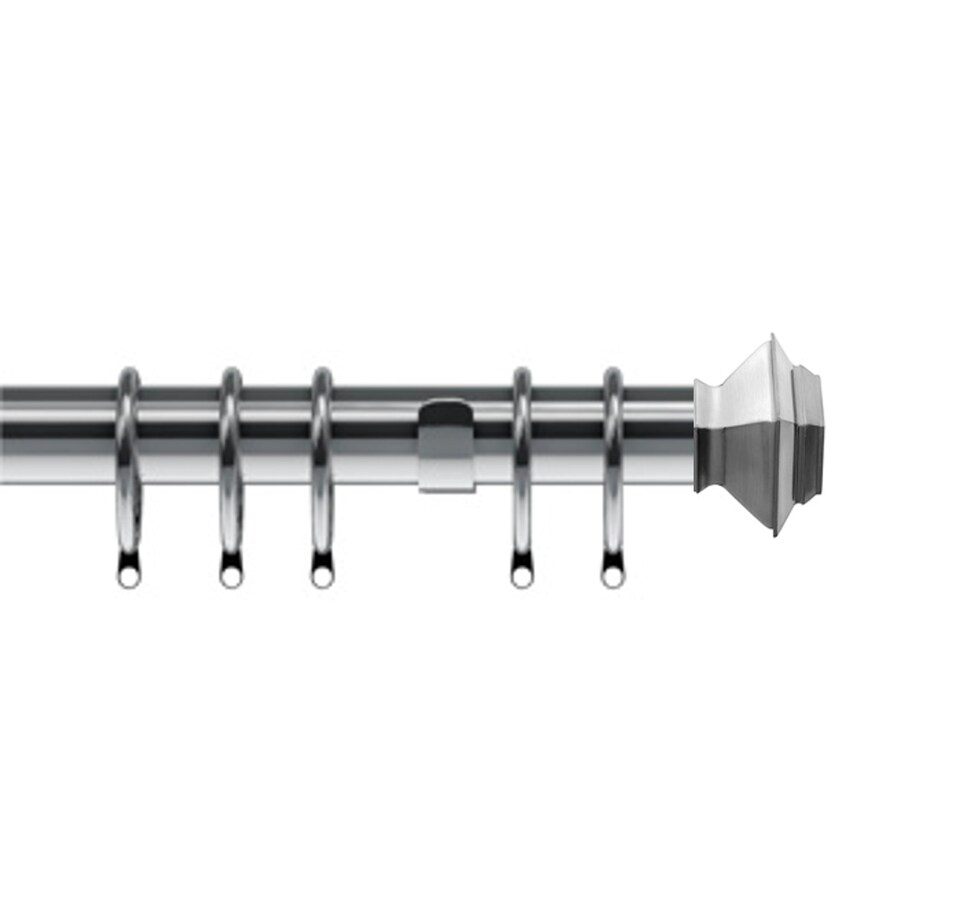 image 1 of 35mm Fixed Length Metal Curtain Pole Set Satin Silver Aztec Finial 250cm | Silver | Silver