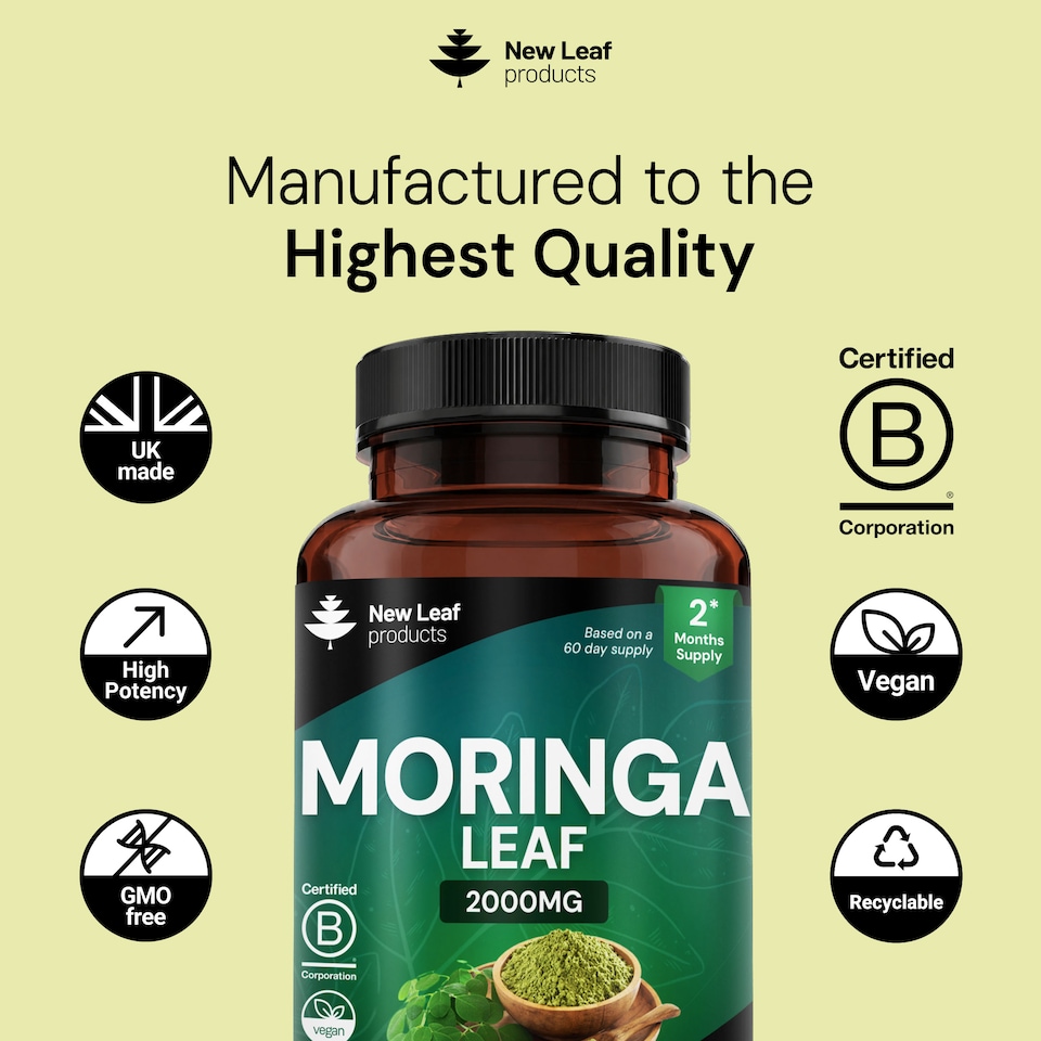 image 1 of Moringa Leaf Capsules - 120 Vegan Capsules 2000mg