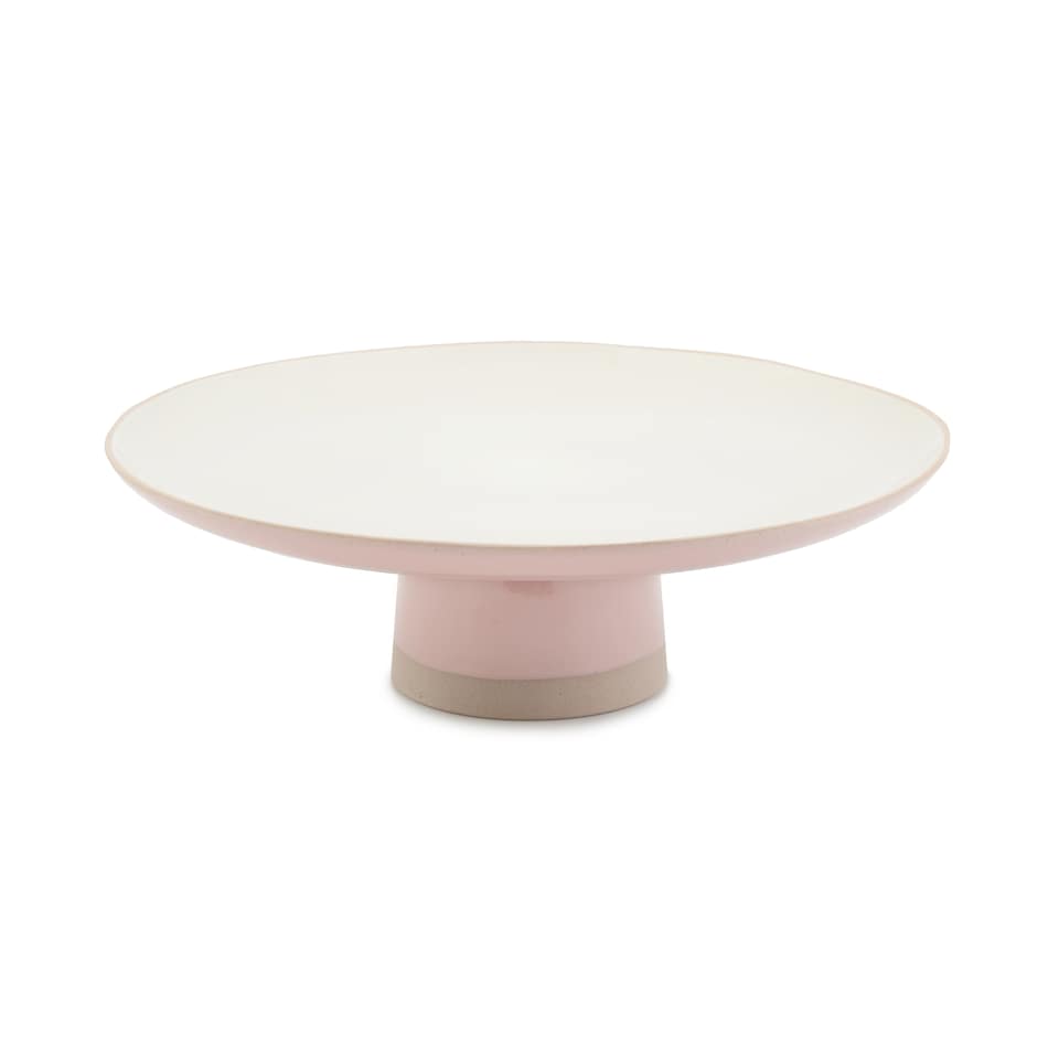 image 1 of Jamie Oliver Big Love White and Pink Stoneware Cake Stand | Pink | Pink