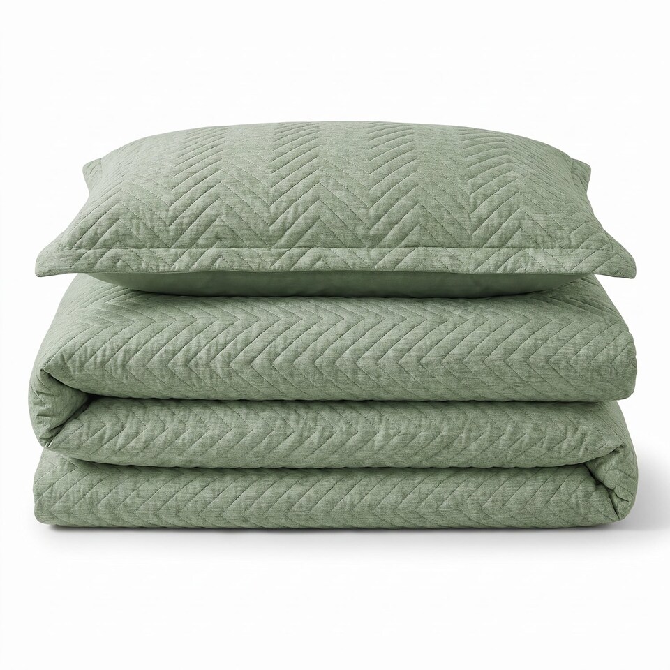 image 1 of Home Republic Hudson Semi Printed Quilted Duvet Cover and Pillowcase Set