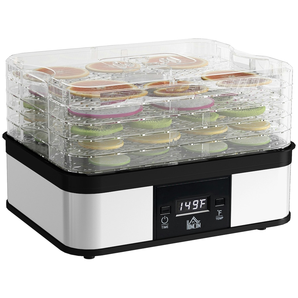 image 1 of HOMCOM 5 Tier Food Dehydrator, 245W for Drying Fruit, Meat, Vegetable, Black