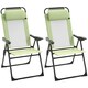 image 1 of Outsunny Garden Chairs Set of 2 Folding Camping Chair Recliners, Green | Green | Green
