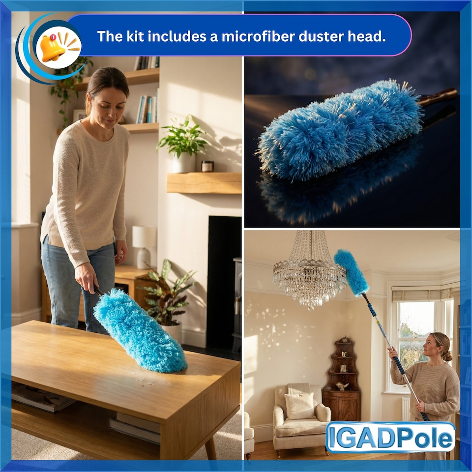 image 1 of IGADPole 9m (30ft) Water-Fed Pole Cleaning Kit – Includes Water-fed Brush, Cobweb & Microfibre Duster, Soap Dispenser & Hose Tap