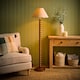 image 2 of ValueLights Bobble Walnut Floor Lamp Natural Trim Scallop Shade & Bulb | Brown