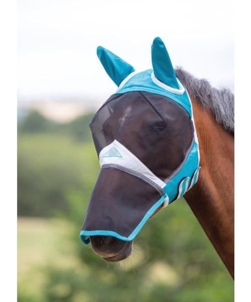 image 1 of Shires Fine Mesh Fly Mask with Ears & Nose | White | Cob