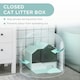 image 5 of PawHut Hooded Cat Litter Tray w/ Scoop, Drawer Pan Handle Deodorants Light Blue