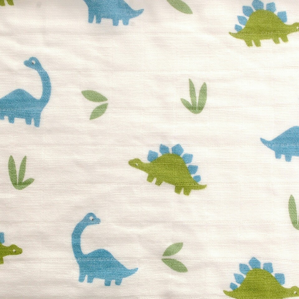 image 1 of Ziggle Muslin Square 3 Pack - Blue - Tractor, Dinosaur & Dog