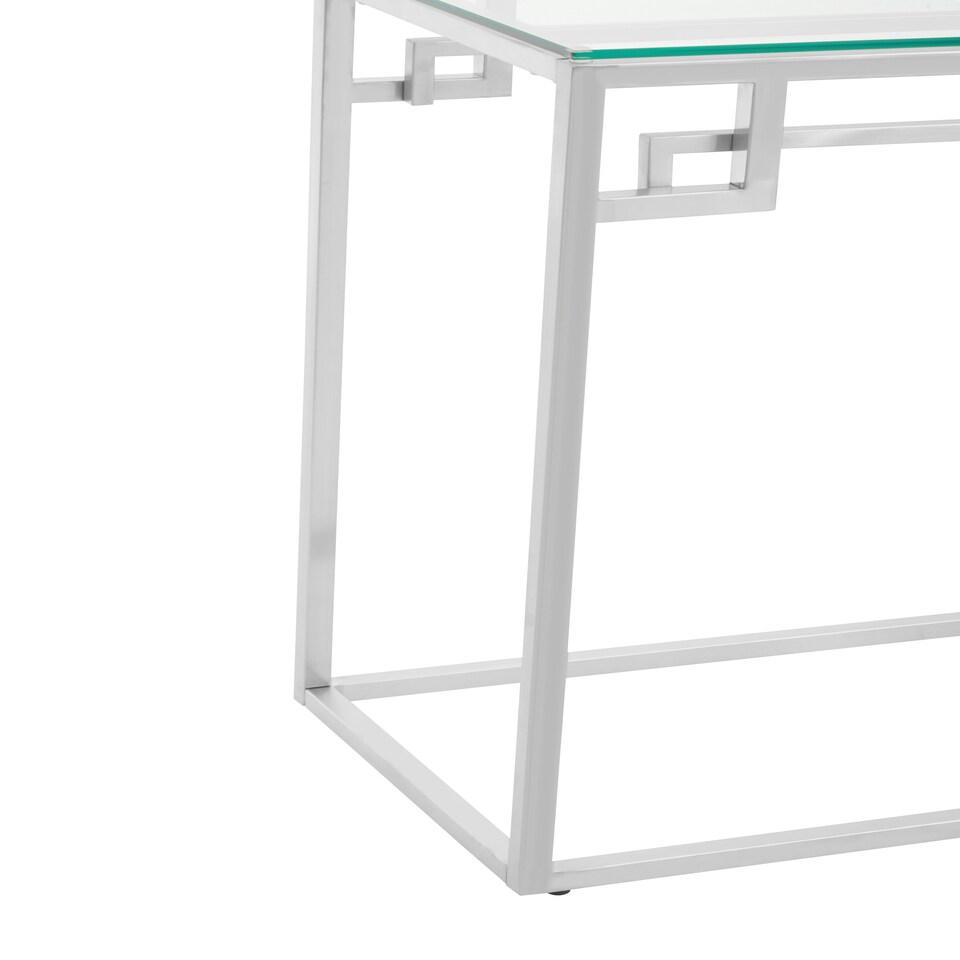 image 1 of Allure Tempered Glass Silver Finish Console Table Silver