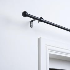 OHS Curtain Pole Extendable 16mm Metal Finnials Ball End Rod 70-120cm | Black