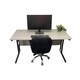 image 1 of Grey Office Desk Set with Black Velvet Upholstered Chair Wooden Room Furniture Black