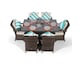 image 4 of Arizona Rectangle 6 Seat Rattan Dining Set Ice Bucket Drinks Cooler | Brown | Brown