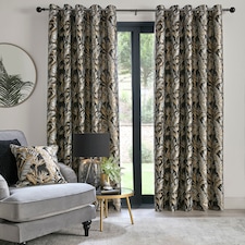Laurence Llewelyn-Bowen Paradise Palm Eyelet Curtains Black