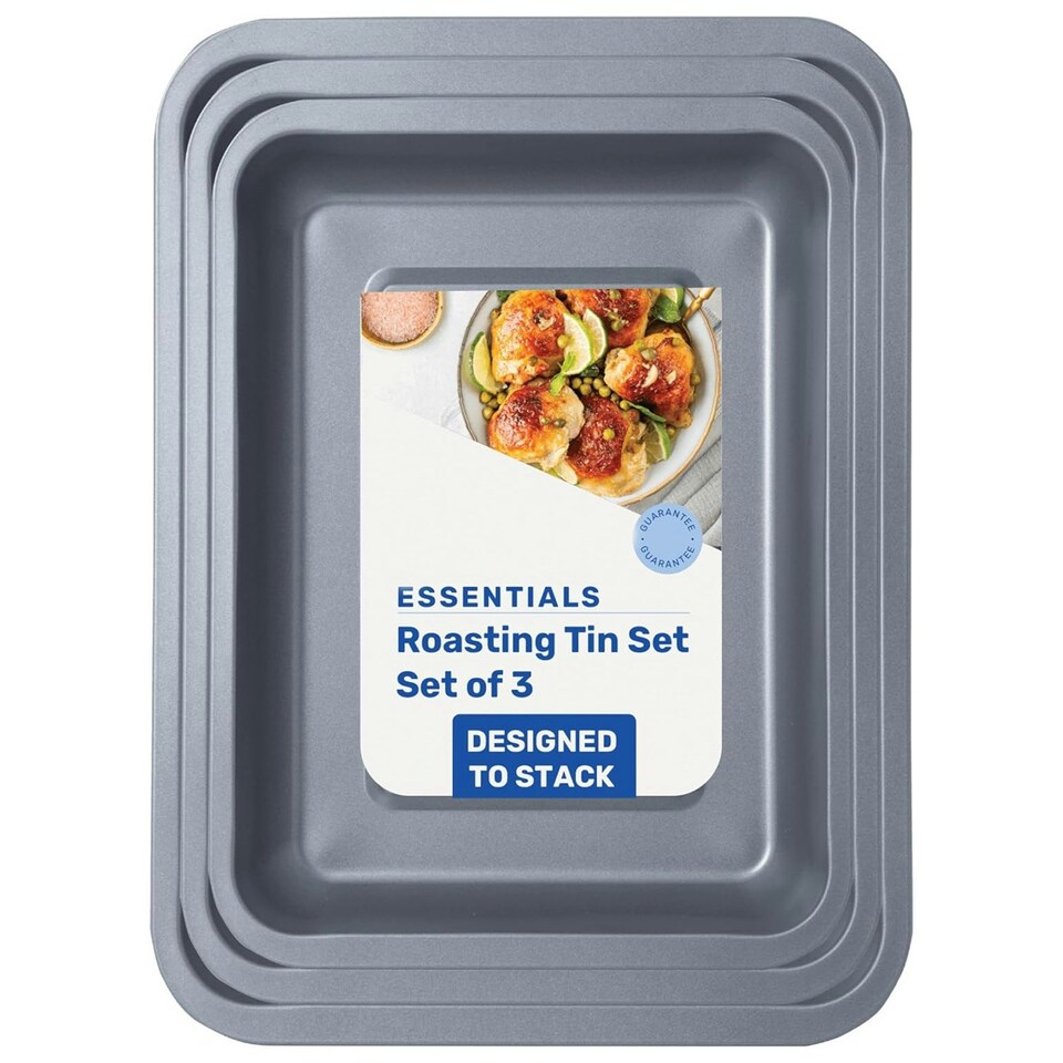 image 1 of Set of 3 (1 x 35, 1 x 31 & 1 x 28cm) Stackable Roasting Trays N/A