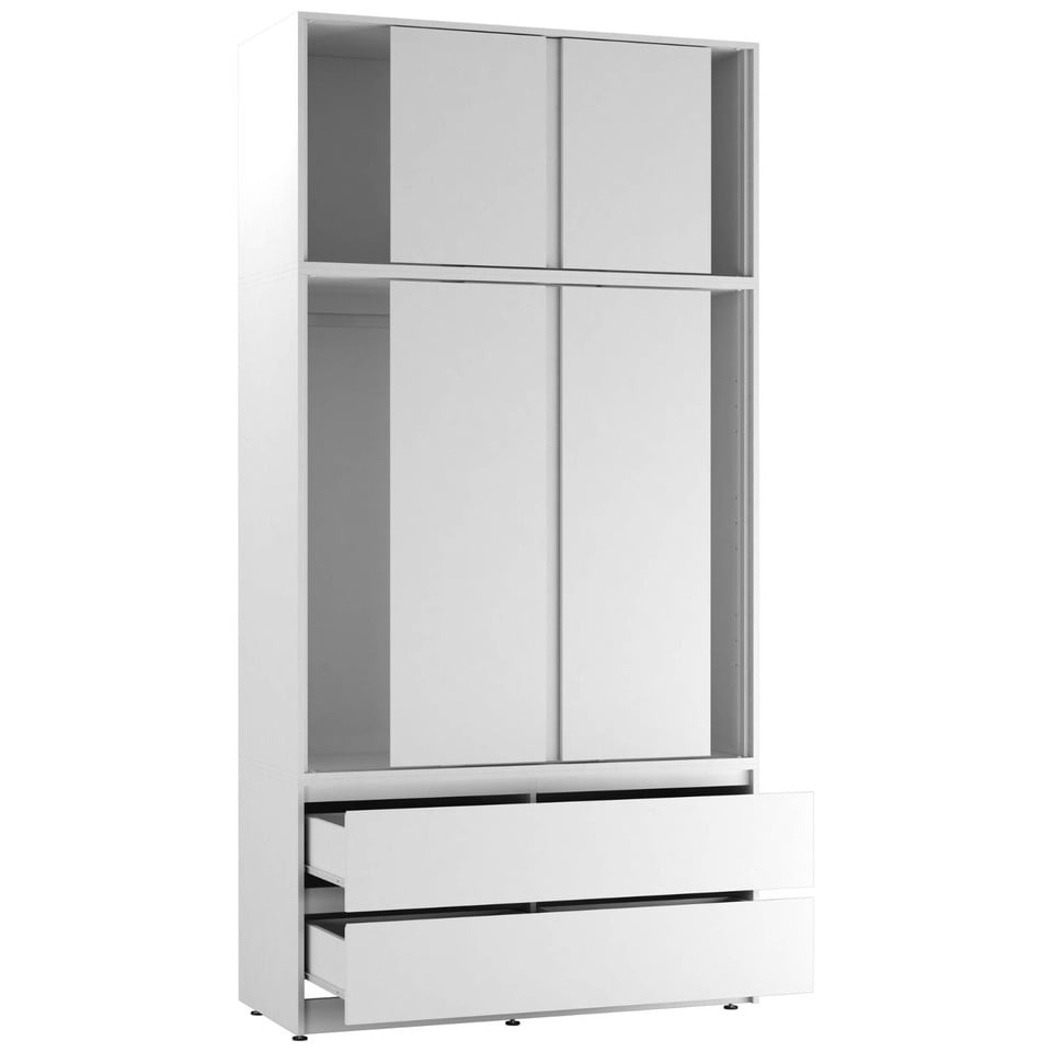 image 1 of 120cm 3 Sliding Doors Children Kids Wardrobe Bedroom Storage Closet Hanging Rail | Multi | White | 1