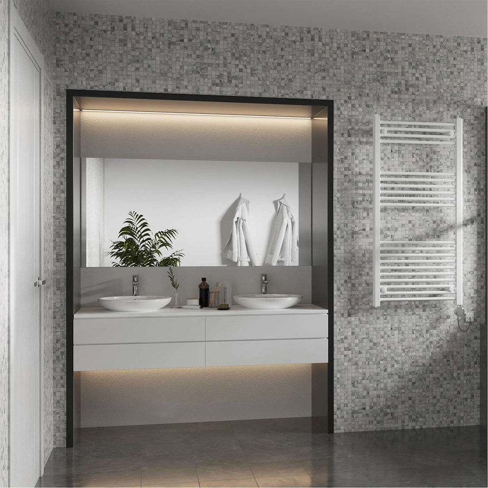 image 1 of Zennor - White Electric Towel Rail H1200mm x W600mm Straight 600w Thermostatic