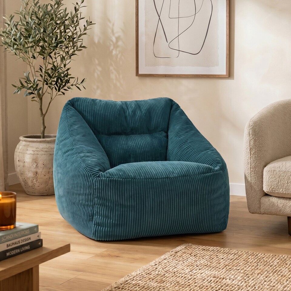 image 1 of Natalia Large Beanbag Corduroy Teal | Green | Teal | XL | 1