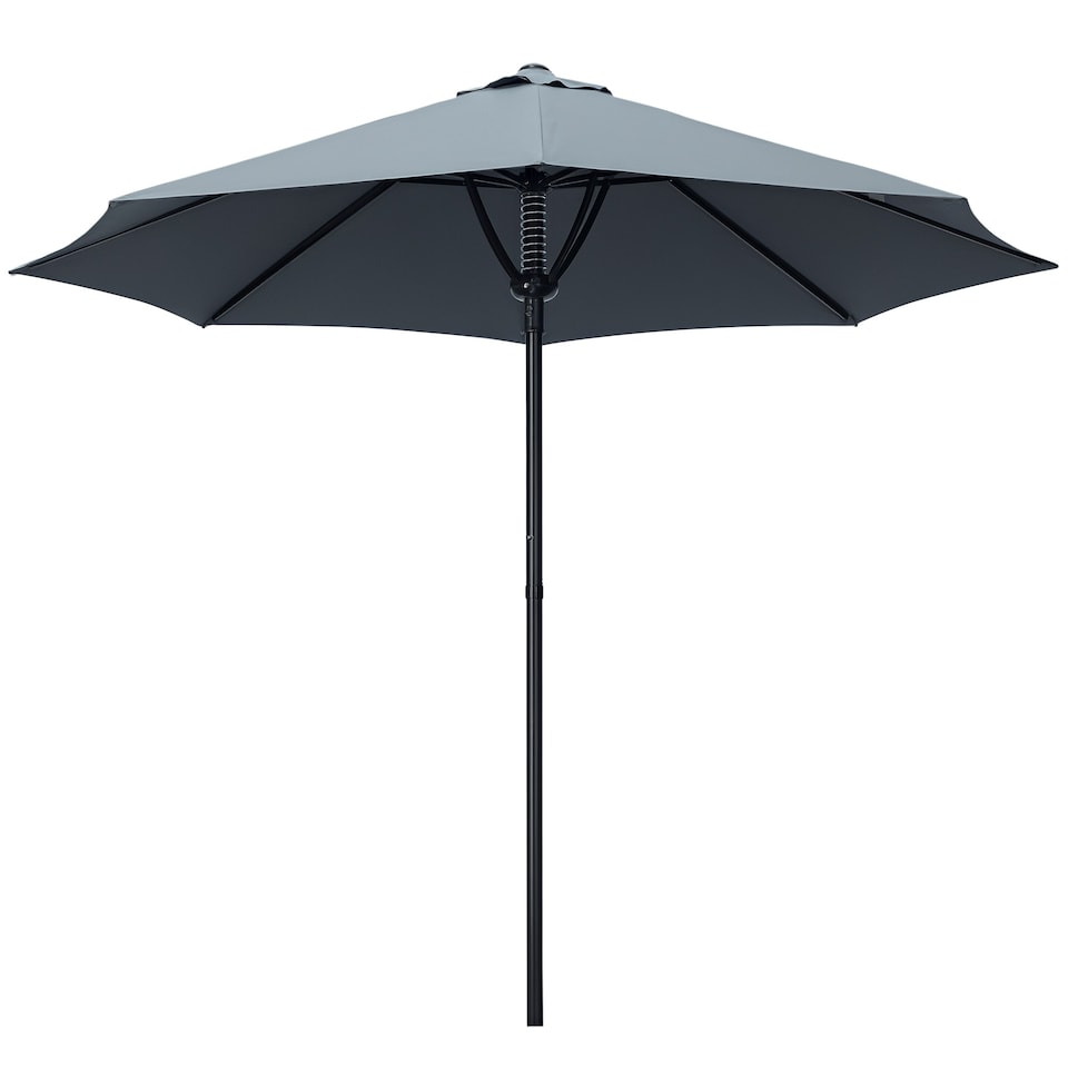 image 1 of Outsunny Outdoor Market Table 3(m) Parasol Umbrella Sun Shade with 8 Ribs, Grey