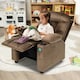 image 3 of COSTWAY Kids Recliner Chair Velvet Adjustable Sofa Chair Coffee Brown