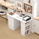 image 7 of HOMCOM Computer Desk, Writing Table, PC Workstation with 3 Storage Shelves and Drawers, Silver Handle, for Home Office, White