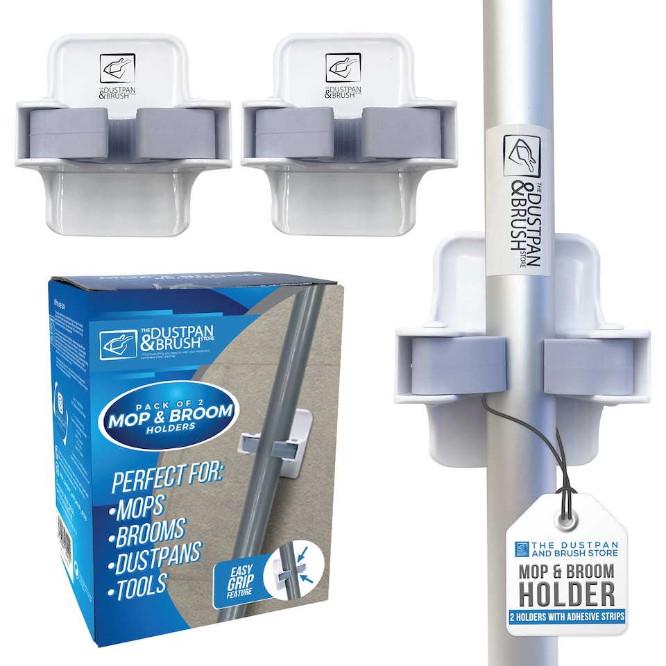 image 1 of Mop and Broom Holder Wall Mounted Easy Storage Gripper for Cleaning Tools
