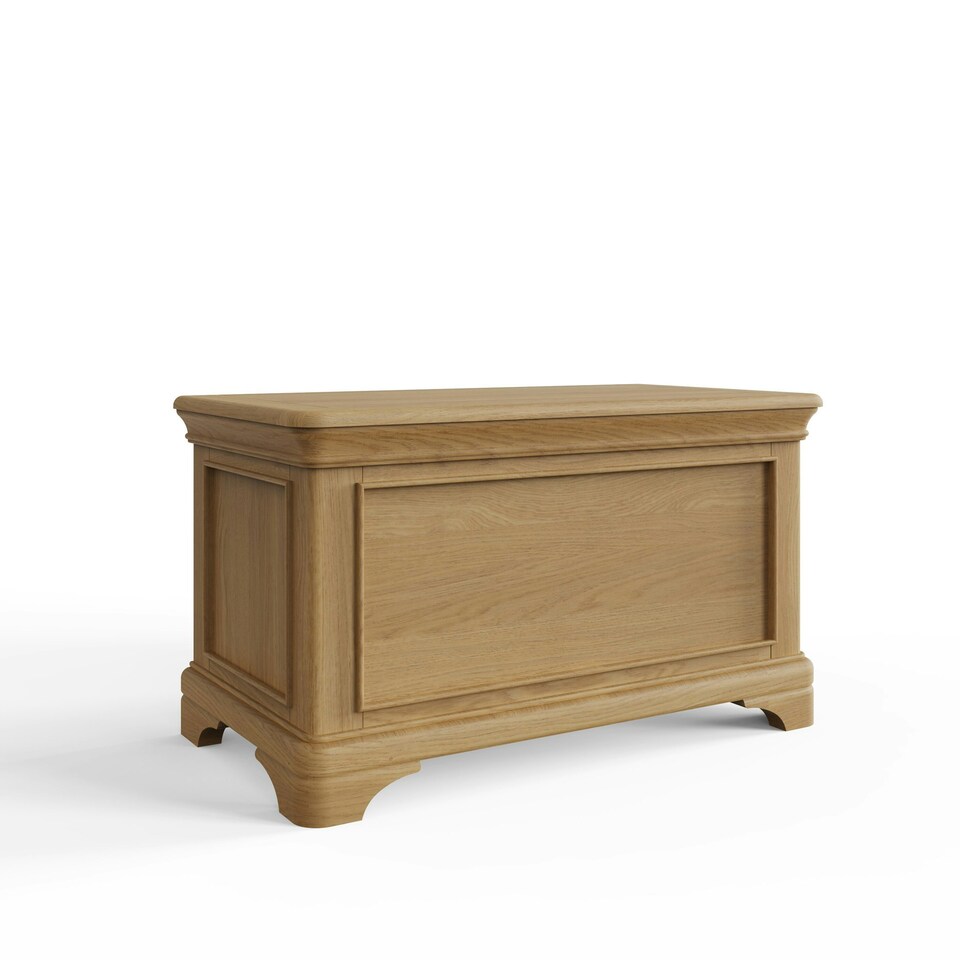 image 1 of Faire Ottoman Blanket Box in Natural Oak with Oak Top Brown