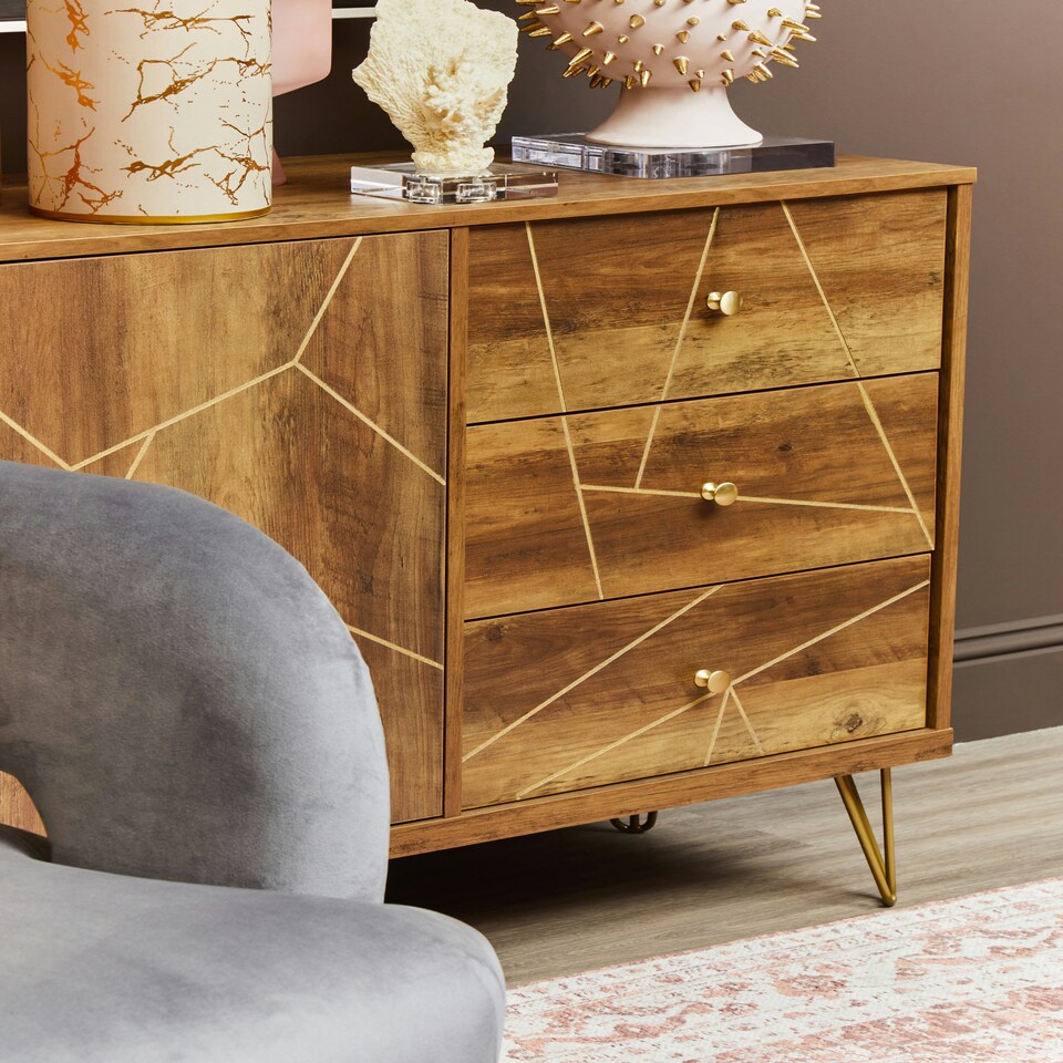 image 1 of Interiors by Premier Ample Storage Sideboard, Contemporary Design Industrial Sideboard Cabinet, Durable Kitchen Sideboard Brown
